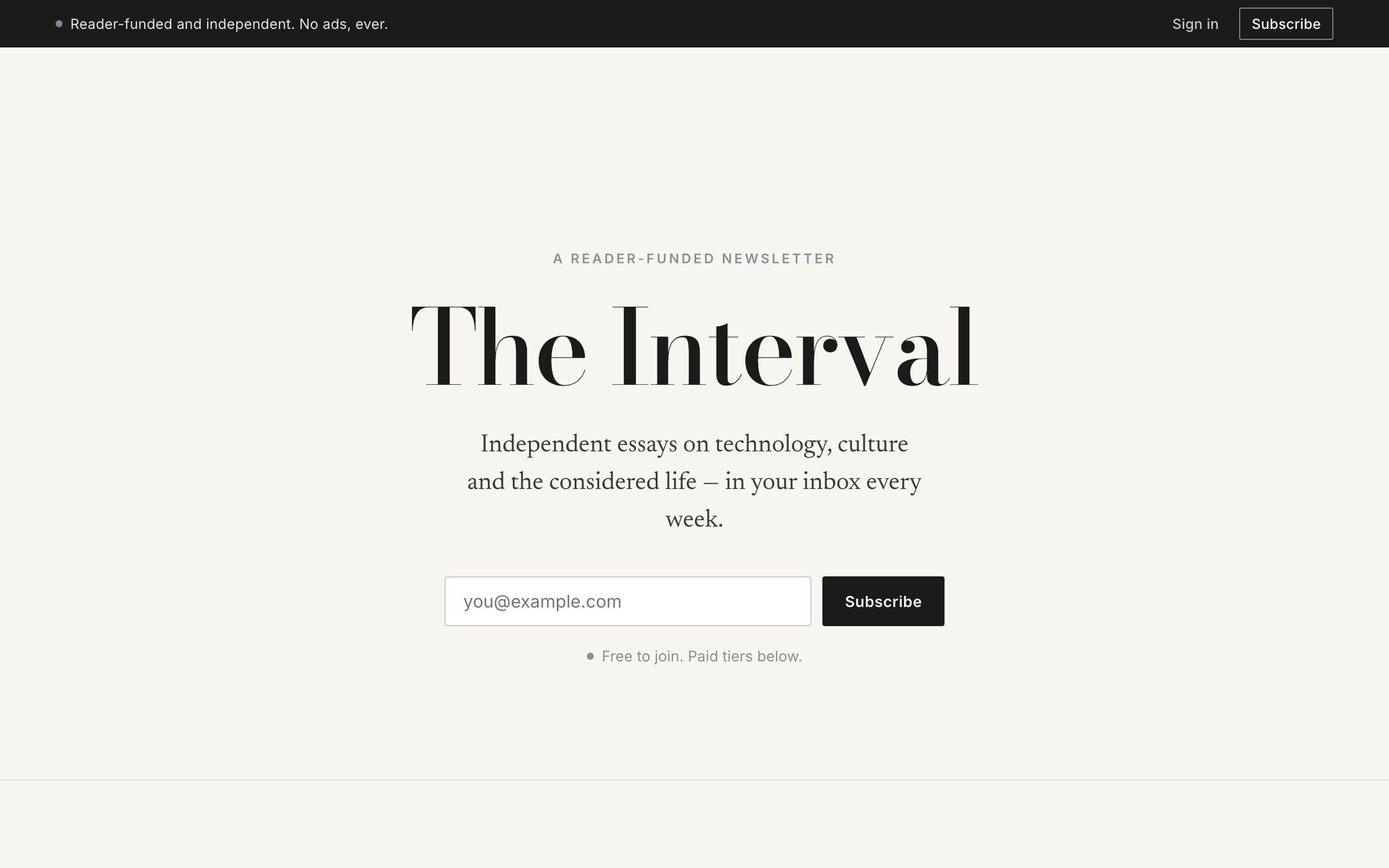 Dispatch theme — the demo homepage masthead and hero